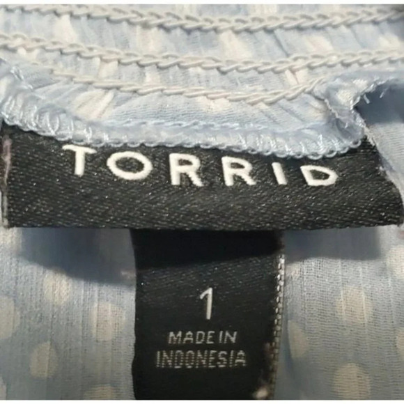 Torrid Light Blue Swiss Dot Layered Peasant Blouse - Picture 9 of 11